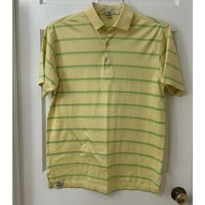 Peter Millar Sz S Classic‎ Stripe Pale Butter Yellow Golf Performance Polo Shirt